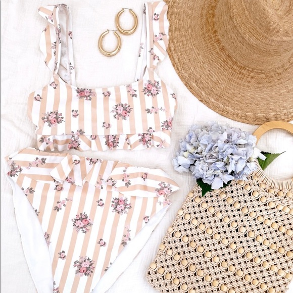 Show Me Your MuMu Other - Show Me Your MuMu Pinck Blossom Ruffle Bikini Set